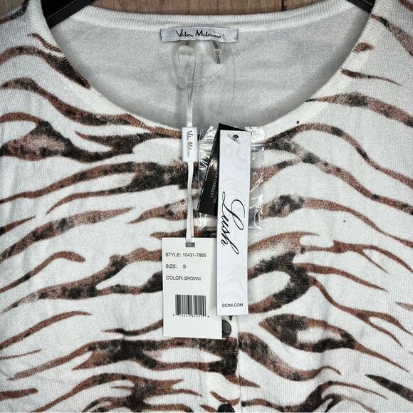 NWT Vila Milano Brown Zebra Cardigan Botton Down Women’s Small Career Lightweigh - Picture 2 of 7